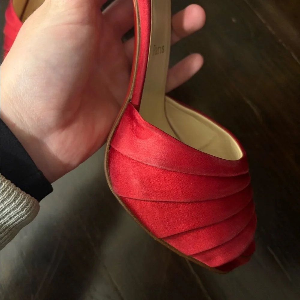 Christian Louboutin Scarlet Peep-Toe Heels - Picture 7 of 9